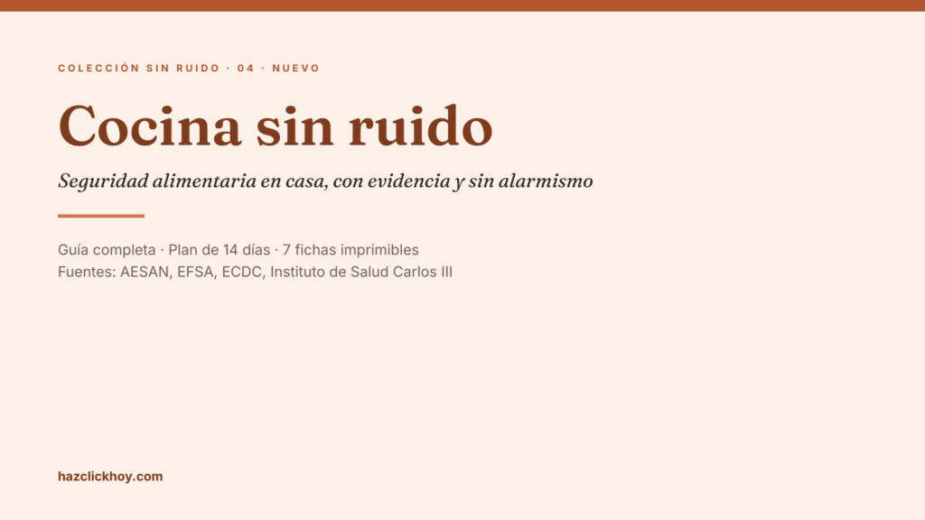 Portada del ebook Cocina sin ruido, guía de seguridad alimentaria en casa