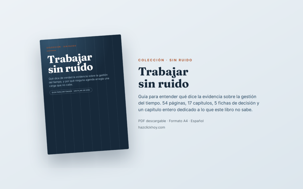 Portada del ebook Trabajar sin ruido sobre gestión del tiempo y evidencia científica